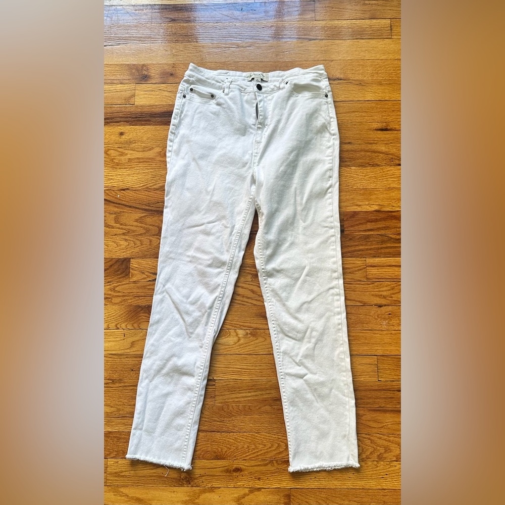 H by Halston Cream Straight Leg Jeans